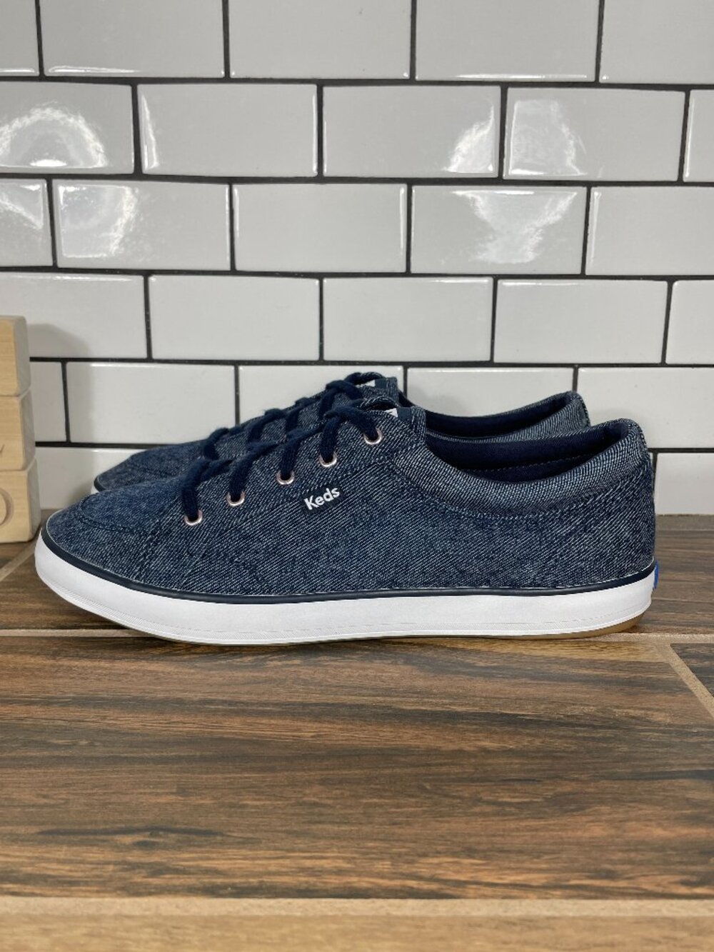 Keds Center Shoes Womens Size 9 Brushed Navy Denim Low Top Lace Up Sneakers